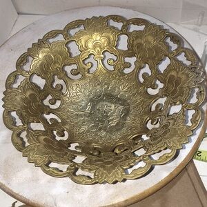 Vintage brass decorative footed bowl